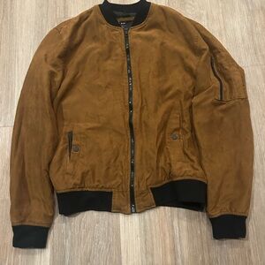 Bershka Brown Bomber Jacket with Black Accents